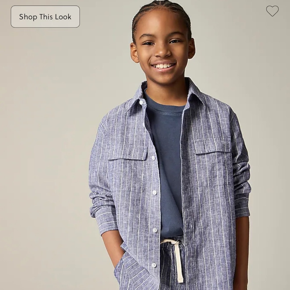 Crewcuts Navy and White Striped Casual Shirt  , long sleeve  cotton blend